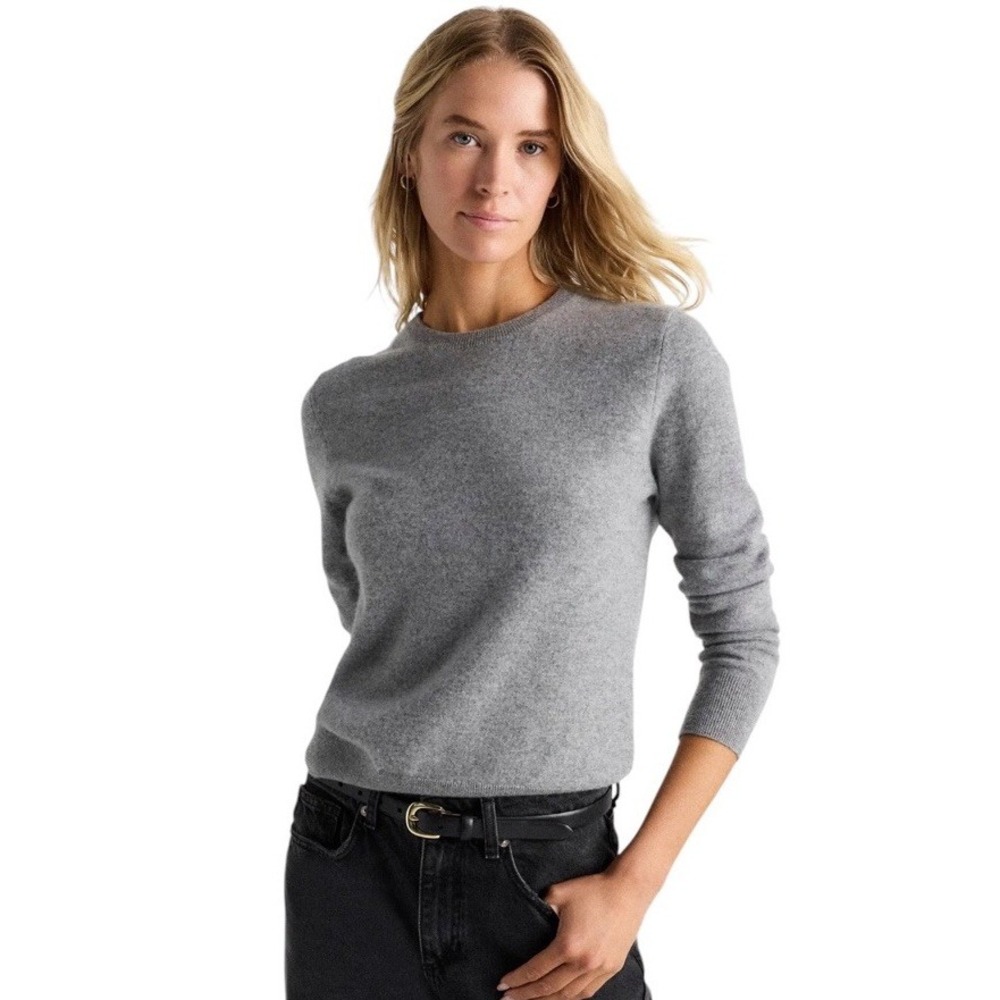 Quince Mongolian Cashmere Crewneck Sweater Women's S Gray Classic Luxury